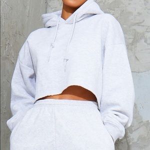 Grey Ultimate Oversized Crop Hoodie